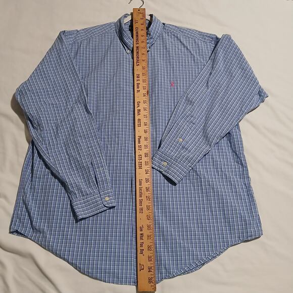 Ralph Lauren Men's XL Classic Fit 100% Cotton Blue Pastel Plaid Button-Down/Up - Picture 11 of 14